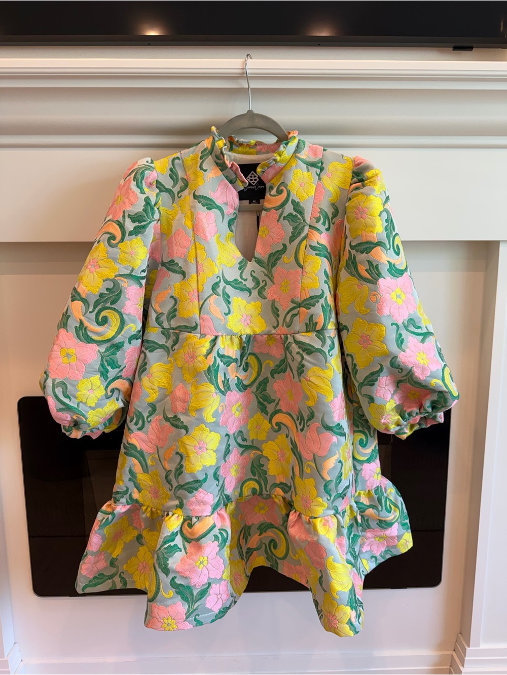 Brianna Cannon Floral Mini Dress in Pastel Pink & Yellow